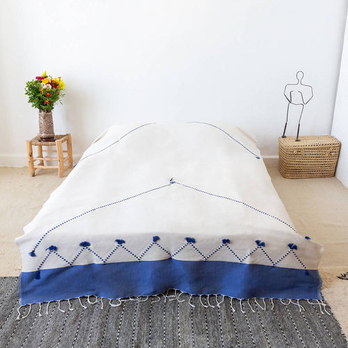 MyTindy Blue and White Moroccan Bed Spread