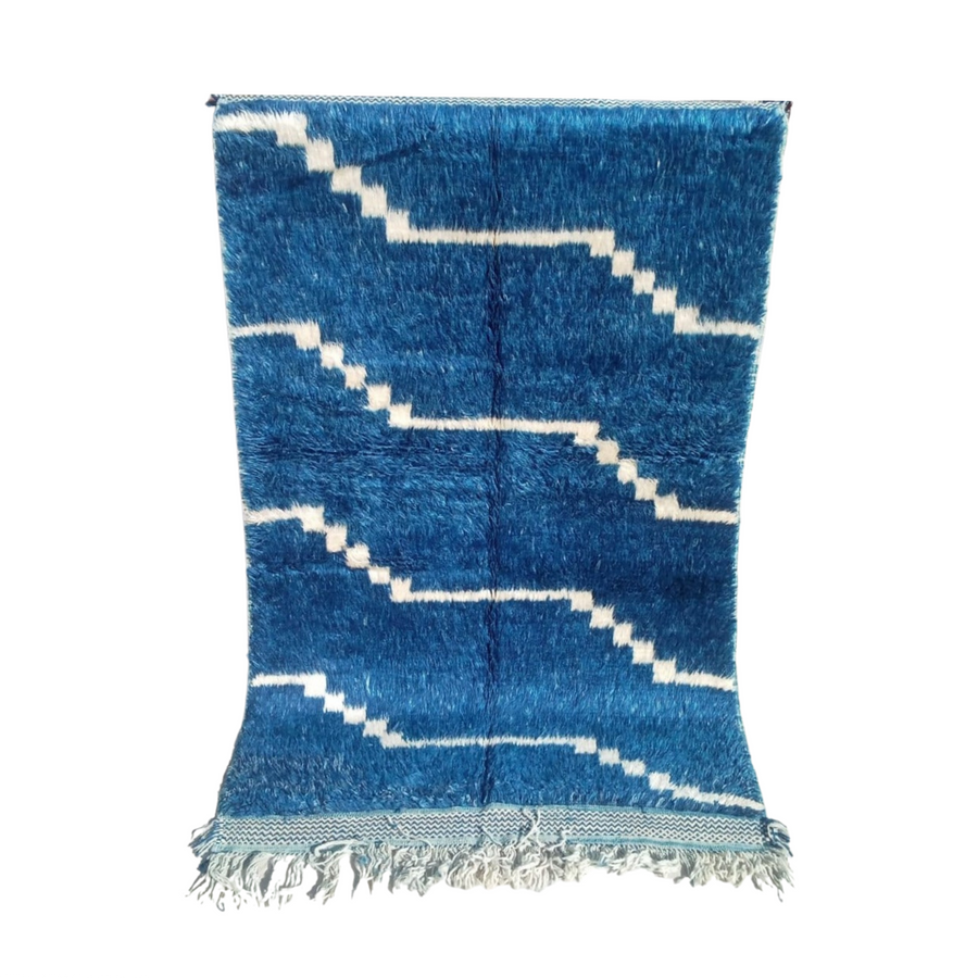 MyTindy Blue and White stripes Ait Ouawzkit Kilim Rug