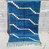 MyTindy Blue and White stripes Ait Ouawzkit Kilim Rug, view 2