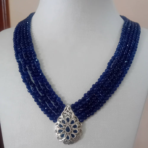 MyTindy Blue beldi necklace with majdoul