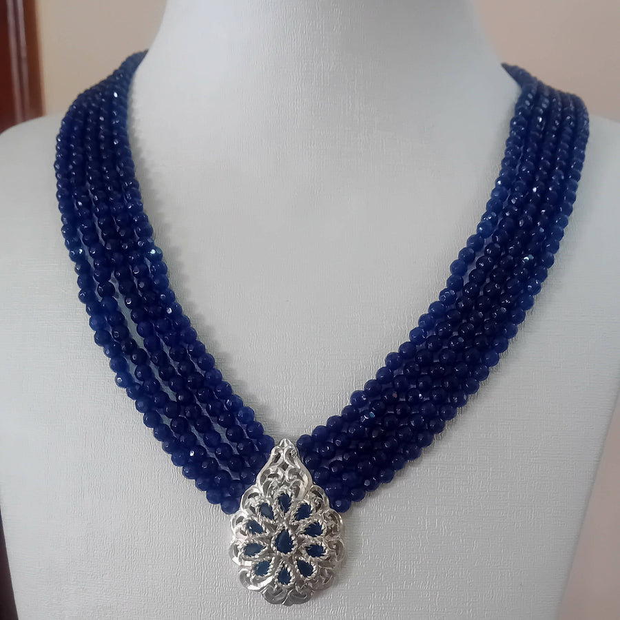 MyTindy Blue beldi necklace with majdoul