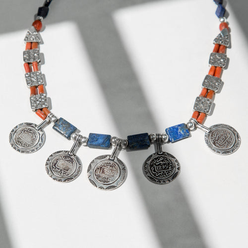 MyTindy Blue Coral Coins Necklace