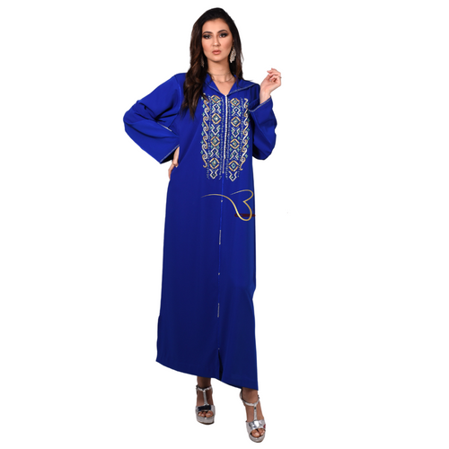 MyTindy Blue Djellaba with Pearls