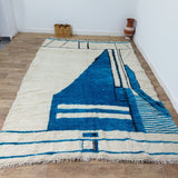 MyTindy Blue Moroccan Beni Ourain Rug 7x10 Ft, Blue Rug, Soft Wool Rug, Berber Area Rug 7x10ft, view 3