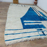 MyTindy Blue Moroccan Beni Ourain Rug 7x10 Ft, Blue Rug, Soft Wool Rug, Berber Area Rug 7x10ft, view 4