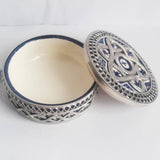 MyTindy Blue Moroccan Ceramic Jar with White Metal, view 2