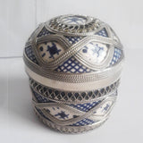 MyTindy Blue Moroccan Ceramic Pot with Metal, view 2