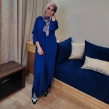 MyTindy Blue Moroccan Djellaba in Crepe Fabric, view 3