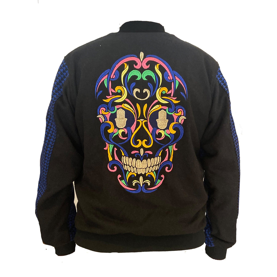 MyTindy Blue Retro Bomber Jacket