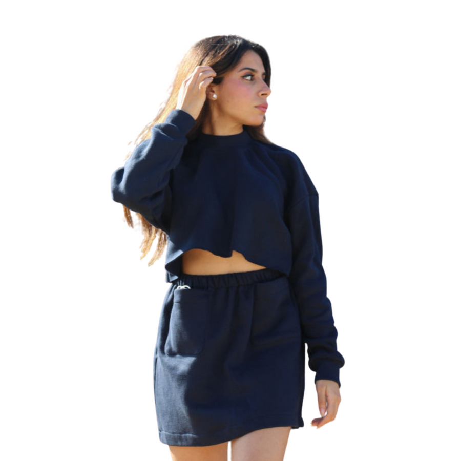 MyTindy Blue Skirt & Crop Top Set