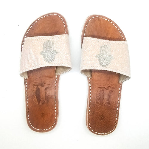 MyTindy Blush Pink Real Leather Sandals with Hamsa