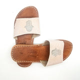 MyTindy Blush Pink Real Leather Sandals with Hamsa, view 2