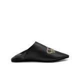 MyTindy BOOSH ROYALE BLACK Leather Moroccan Slippers, view 2