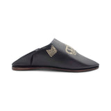 MyTindy BOOSH ROYALE BLACK Leather Moroccan Slippers, view 5