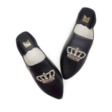 MyTindy BOOSH ROYALE BLACK Leather Moroccan Slippers, view 6