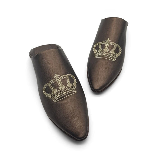 MyTindy BOOSH ROYALE MOCHA Leather Moroccan Slippers