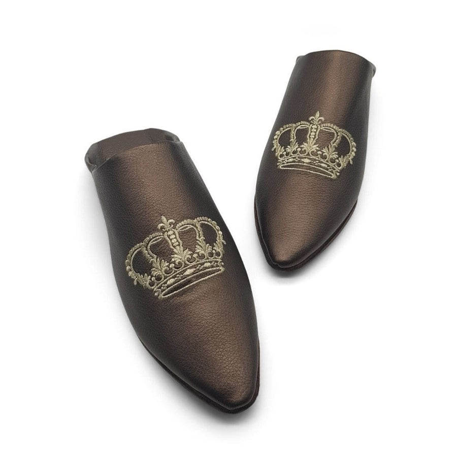 MyTindy BOOSH ROYALE MOCHA Leather Moroccan Slippers
