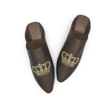 MyTindy BOOSH ROYALE MOCHA Leather Moroccan Slippers, view 3