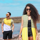 MyTindy Brakett Sleevless Yellow Kimono, view 2