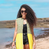 MyTindy Brakett Sleevless Yellow Kimono, view 4