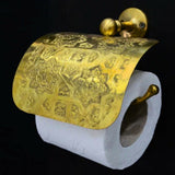 MyTindy Brass Engraved Toilet Paper Holder, Unlacquered Brass Finish, Unique Artisan Handcrafted Toilet Roll Hanger, view 2