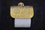 MyTindy Brass Engraved Toilet Paper Holder, Unlacquered Brass Finish, Unique Artisan Handcrafted Toilet Roll Hanger, view 4