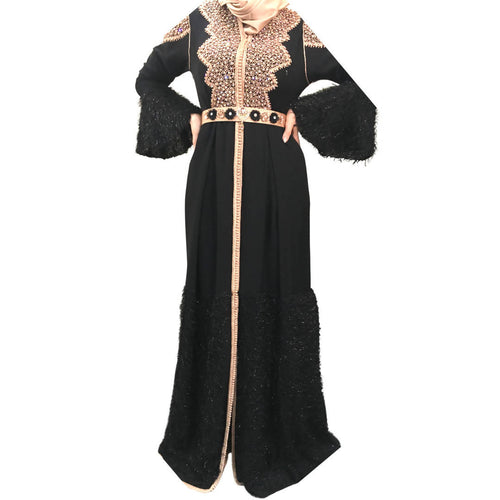 MyTindy Bronze and Black Modern Winter Kaftan