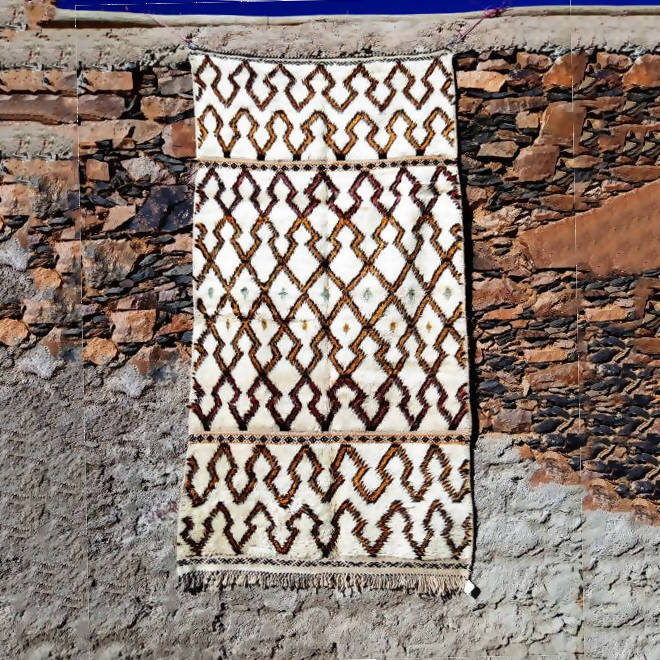 MyTindy Brown and White Moroccan Rug