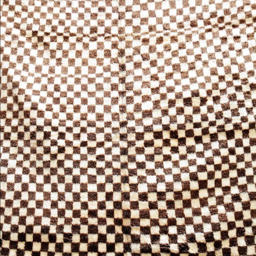 MyTindy Brown Checkboard Moroccan Rug