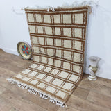 MyTindy Brown Handmade Rug, Brown Checkered Rug - Berber style wool rug from Morocco - Modern rug, view 2