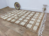 MyTindy Brown Handmade Rug, Brown Checkered Rug - Berber style wool rug from Morocco - Modern rug, view 4