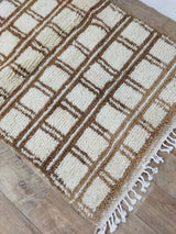 MyTindy Brown Handmade Rug, Brown Checkered Rug - Berber style wool rug from Morocco - Modern rug, view 6