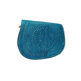 MyTindy Brown Leather Cross Body Bag with Hamsa Engraving, view 5