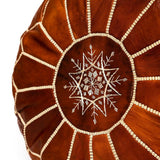 MyTindy BROWN LEATHER MOROCCAN POUF, view 3