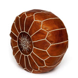 MyTindy BROWN LEATHER MOROCCAN POUF, view 4