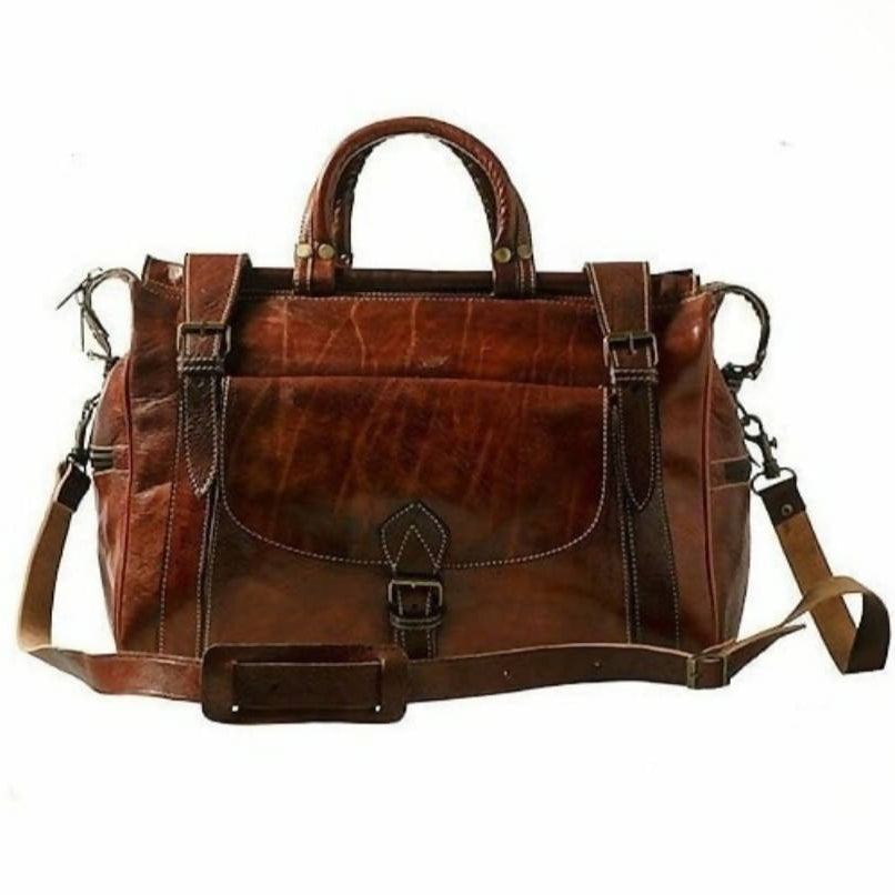 MyTindy Brown Leather Travel Bag