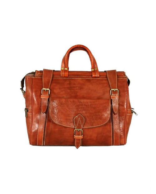 MyTindy Brown Leather Travel Bag
