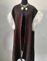 MyTindy Brown Moroccan Kimono with Faux Fur, view 2