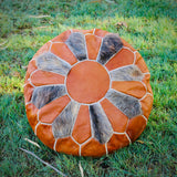 MyTindy Brown Pouf 100% REAL LEATHER, view 2