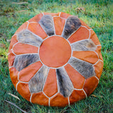 MyTindy Brown Pouf 100% REAL LEATHER, view 3
