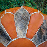 MyTindy Brown Pouf 100% REAL LEATHER, view 4