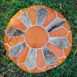 MyTindy Brown Pouf 100% REAL LEATHER, view 5
