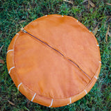 MyTindy Brown Pouf 100% REAL LEATHER, view 6