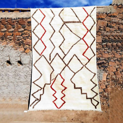 MyTindy Brown, Red & White Beni Ourain Moroccan Rug