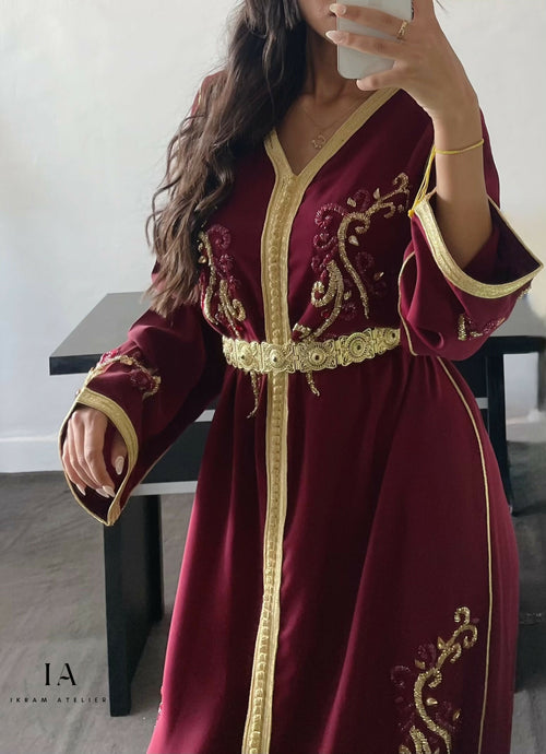 MyTindy Brugundy Moroccan Caftan
