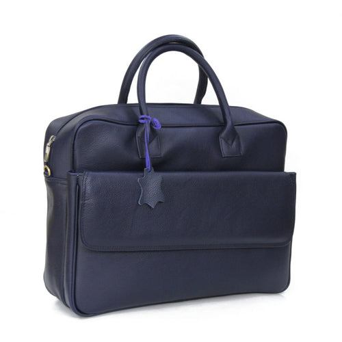 MyTindy BRUNO - Blue Genuine Handmade leather briefcase - Leather satchel
