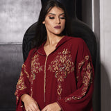 MyTindy Burgandy and Gold Djellaba with Pearls, view 2