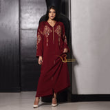 MyTindy Burgandy and Gold Djellaba with Pearls, view 3