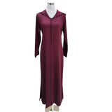 MyTindy Burgundy Moroccan Djellaba in Crepe Fabric, view 3