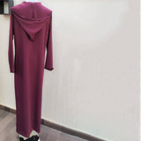 MyTindy Burgundy Moroccan Djellaba in Crepe Fabric, view 6